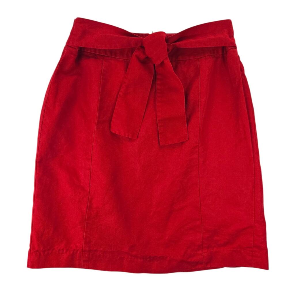 Banana Republic | Linen/Cotton Blend Red Skirt with Front Tie | Size 8